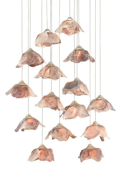 Currey and Company - 9000-0677 - 15 Light Pendant - Painted Silver/Contemporary Silver Leaf/Natural Shell