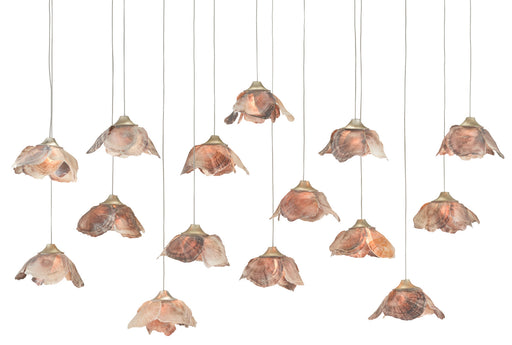 Currey and Company - 9000-0678 - 15 Light Pendant - Painted Silver/Contemporary Silver Leaf/Natural Shell
