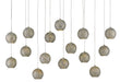 Currey and Company - 9000-0685 - 15 Light Pendant - Painted Silver/Nickel/Blue