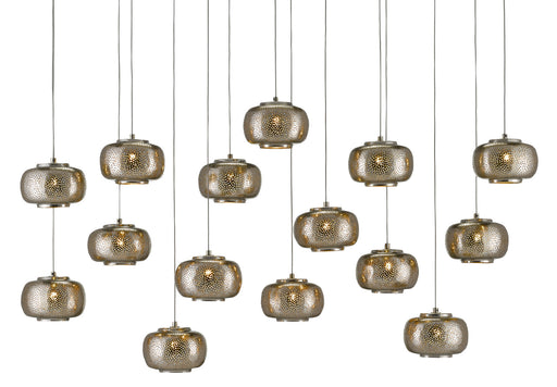 Currey and Company - 9000-0692 - 15 Light Pendant - Painted Silver/Nickel