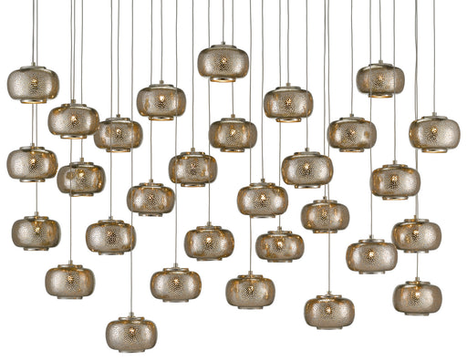 Currey and Company - 9000-0693 - 30 Light Pendant - Painted Silver/Nickel