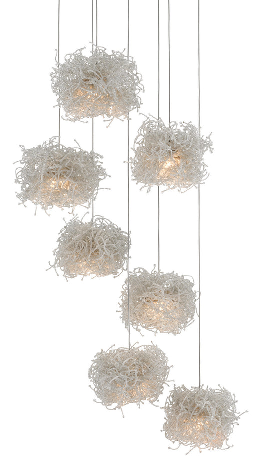 Currey and Company - 9000-0697 - Seven Light Pendant - Painted Silver/Clear