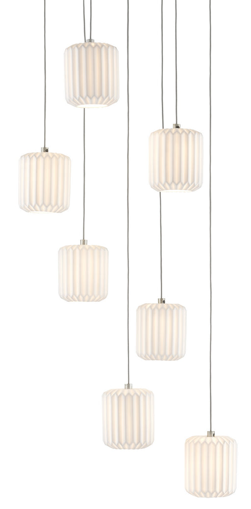 Currey and Company - 9000-0711 - Seven Light Pendant - Painted Silver/White