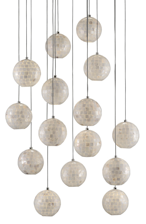 Currey and Company - 9000-0719 - 15 Light Pendant - Painted Silver/Pearl