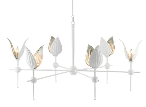 Currey and Company - 9000-0734 - Six Light Chandelier - Gesso White/Silver Leaf
