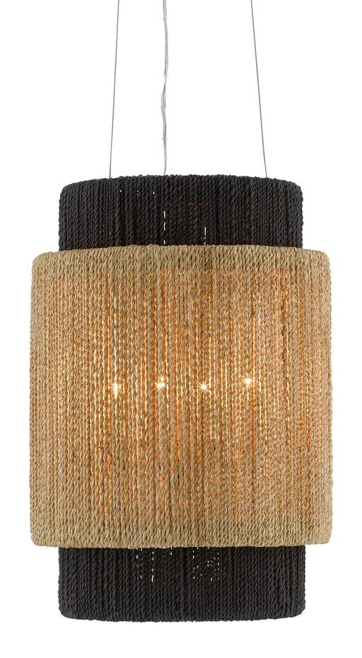 Currey and Company - 9000-0756 - Four Light Chandelier - Satin Black/Natural/Black/Smokewood