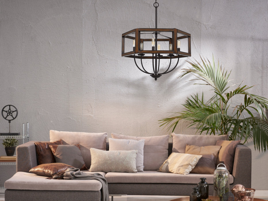Six Light Chandelier from the Renton collection in Dark Bronze finish