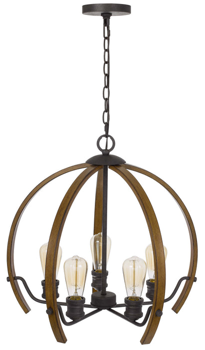 Five Light Chandelier from the Riverton collection in Wood finish