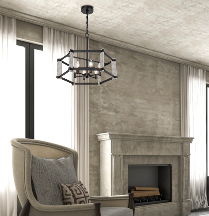 Six Light Chandelier from the Rutland collection in Black finish
