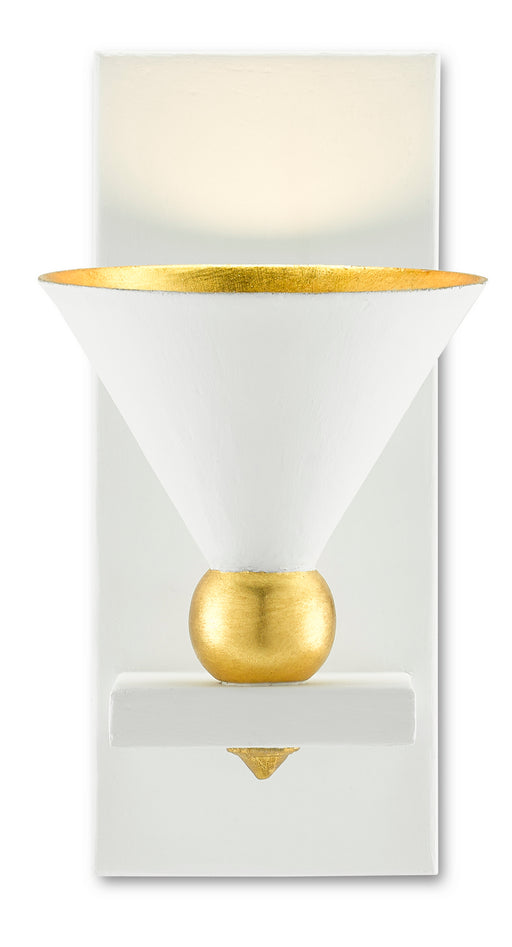 Currey and Company - 5000-0184 - One Light Wall Sconce - Gesso White/Contemporary Gold Leaf