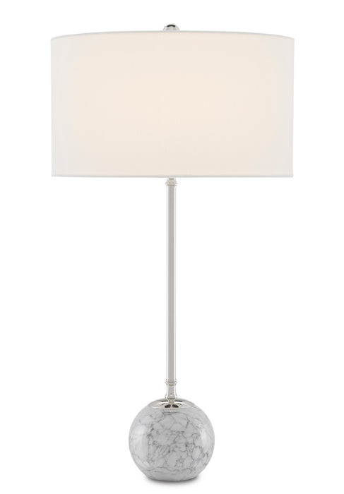 Currey and Company - 6000-0646 - One Light Table Lamp - Gray & White Veined Marble/Polished Nickel