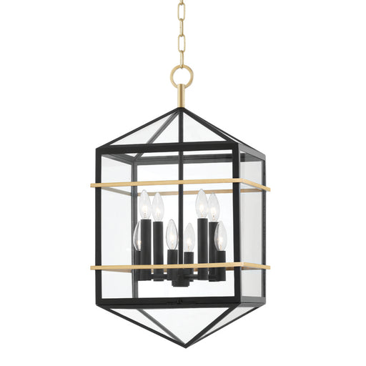 Hudson Valley - 9015-AGB/BK - Eight Light Pendant - Bedford Hills - Aged Brass/Black