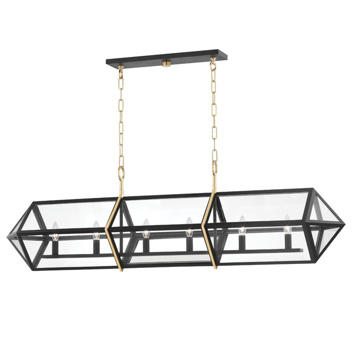 Hudson Valley - 9055-AGB/BK - Six Light Island Pendant - Bedford Hills - Aged Brass/Black