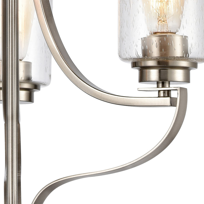Three Light Chandelier from the Market Square collection in Brushed Nickel finish