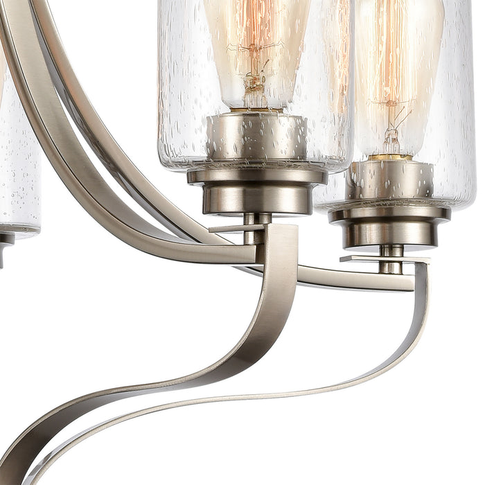 Five Light Chandelier from the Market Square collection in Brushed Nickel finish