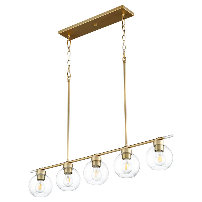 Quorum - 6617-5-80 - Five Light Pendant - Voln - Aged Brass