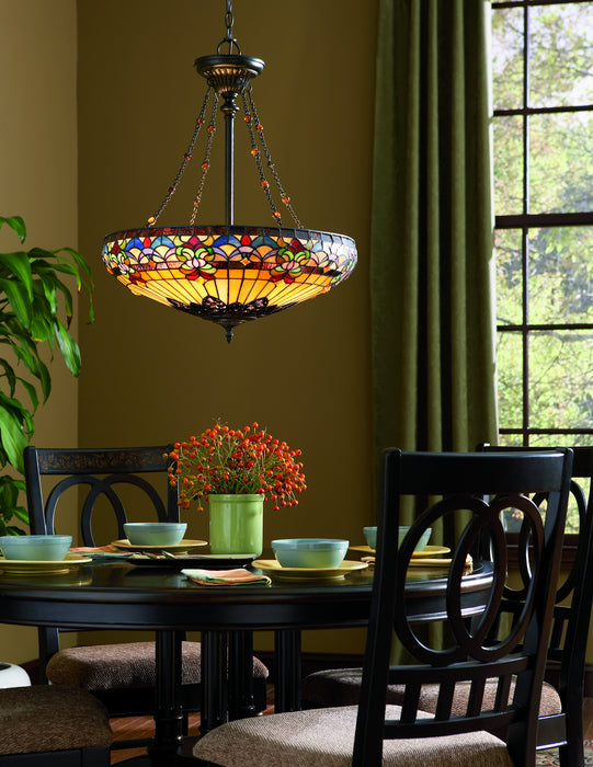 Four Light Pendant from the Belle Fleur collection in Vintage Bronze finish