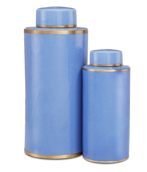 Currey and Company - 1200-0415 - Canister Set of 2 - Blue/Antique Brass