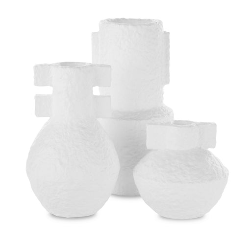Currey and Company - 1200-0463 - Vase Set of 3 - Textured White