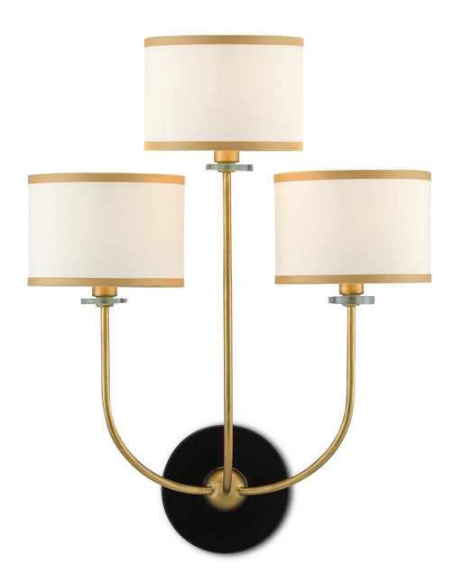 Currey and Company - 5000-0192 - Three Light Wall Sconce - Brass/Satin Black/White