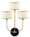 Currey and Company - 5000-0192 - Three Light Wall Sconce - Brass/Satin Black/White