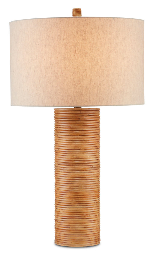 Currey and Company - 6000-0735 - One Light Table Lamp - Brass/Natural Rattan