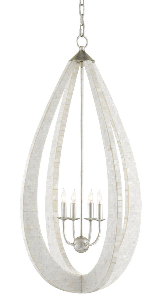 Currey and Company - 9000-0769 - Four Light Chandelier - White/Pearl/Silver Leaf