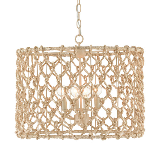 Currey and Company - 9000-0803 - Four Light Chandelier - Beige/Smokewood/Abaca Rope