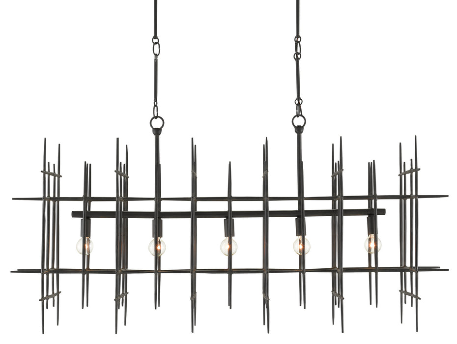 Currey and Company - 9000-0809 - Five Light Chandelier - Blacksmith