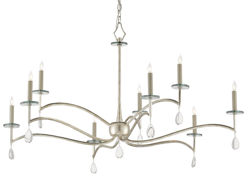Currey and Company - 9000-0815 - Nine Light Chandelier - Silver Granello/Smokewood