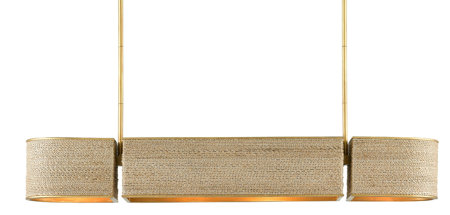 Currey and Company - 9000-0820 - Four Light Chandelier - Contemporary Gold Leaf/Abaca Rope