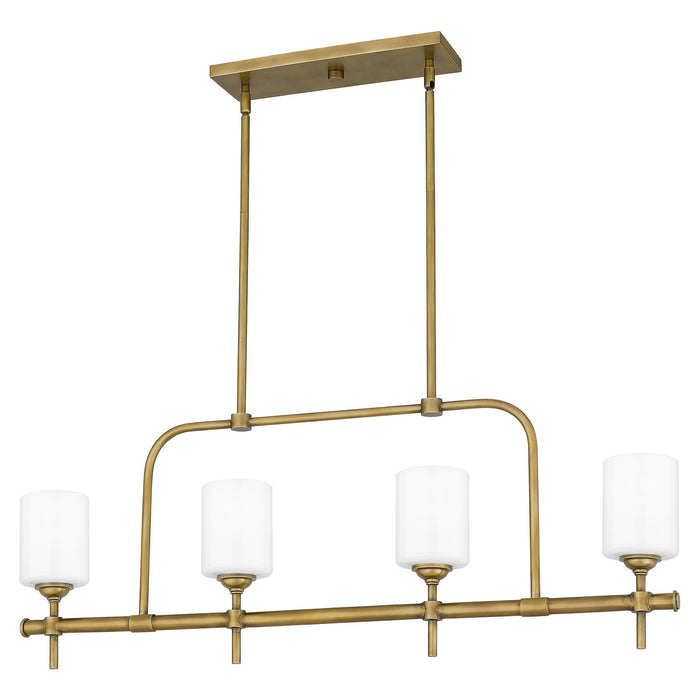 Quoizel - ARI438WS - Four Light Linear Chandelier - Aria - Weathered Brass