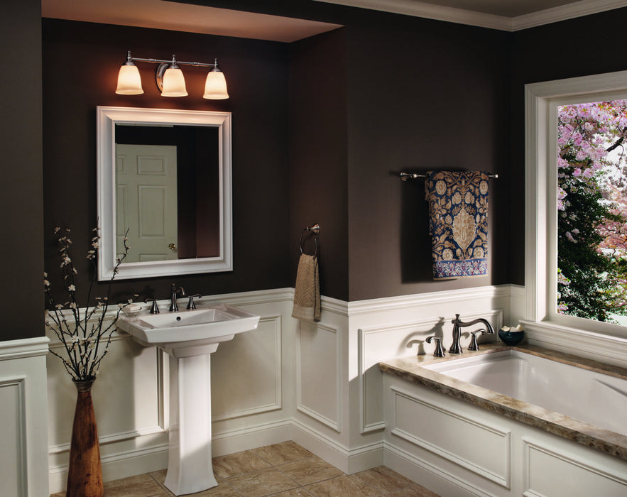 Three Light Bath from the Victorian collection in Brushed Nickel finish