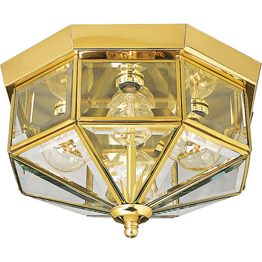 Progress Lighting - P5789-10 - Four Light Close-to-Ceiling - Beveled Glass - Polished Brass