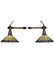 Meyda Tiffany - 27411 - Two Light Island Pendant - Tiffany Jeweled Peacock - Craftsman Brown