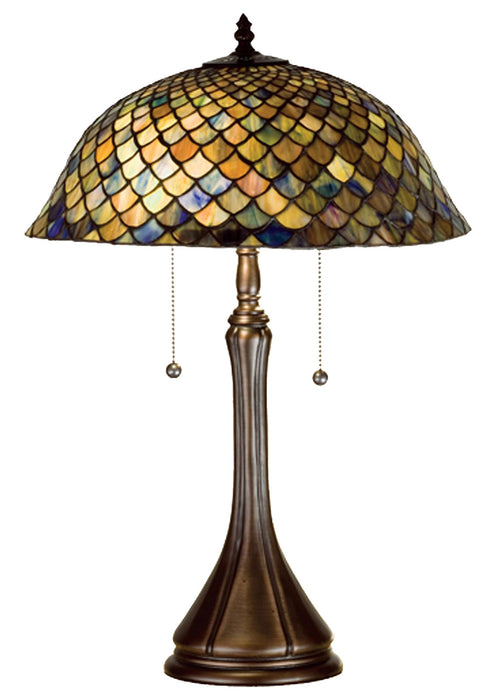 Meyda Tiffany - 28369 - Two Light Table Lamp - Tiffany Fishscale - Mahogany Bronze