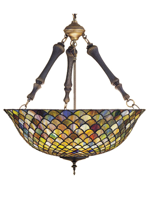 Meyda Tiffany - 30466 - Three Light Inverted Pendant - Fishscale - Polished Brass