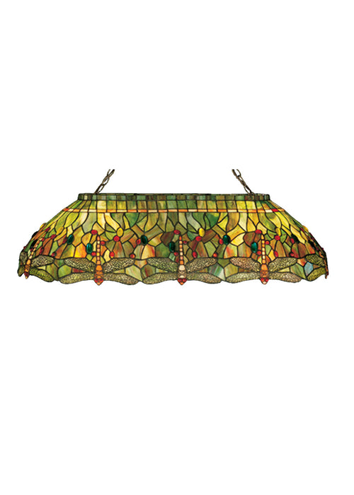 Meyda Tiffany - 26544 - Six Light Oblong Pendant - Tiffany Hanginghead Dragonfly - Craftsman Brown