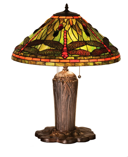 Meyda Tiffany - 26680 - Three Light Table Lamp - Tiffany Dragonfly - Mahogany Bronze