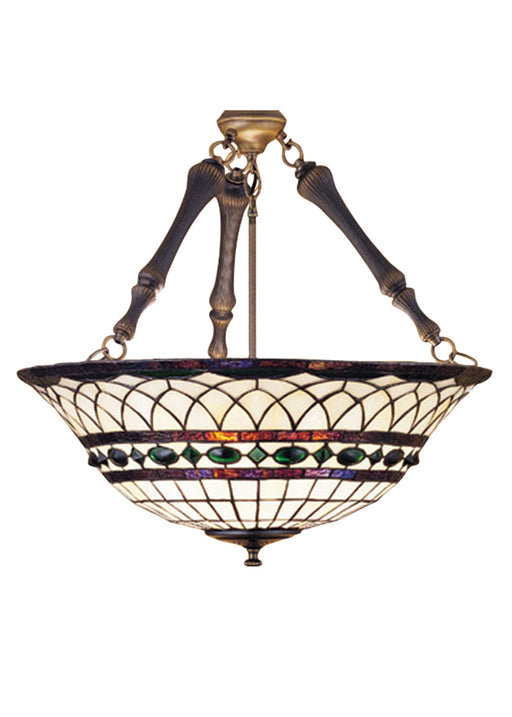 Meyda Tiffany - 30468 - Three Light Inverted Pendant - Tiffany Roman - Craftsman Brown