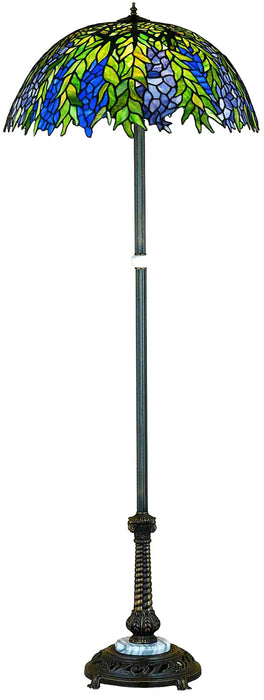 Meyda Tiffany - 31113 - Three Light Floor Lamp - Tiffany Honey Locust - Antique Copper