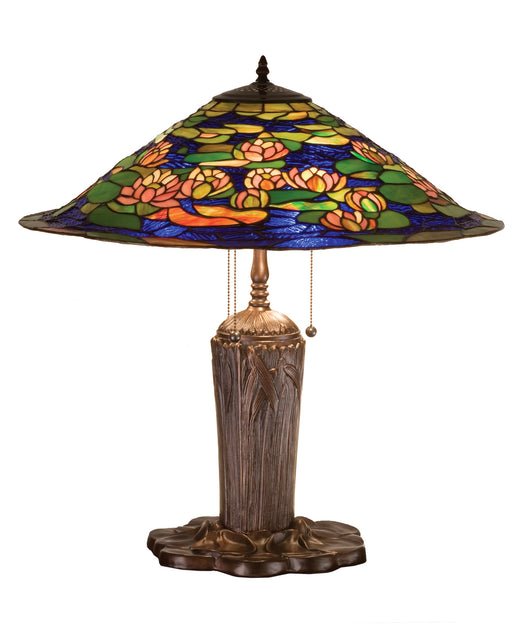 Meyda Tiffany - 32300 - Three Light Table Lamp - Tiffany Pond Lily - Vacr Pink