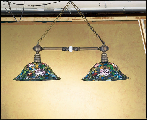 Meyda Tiffany - 27409 - Two Light Island Pendant - Tiffany Rosebush - Verdigris