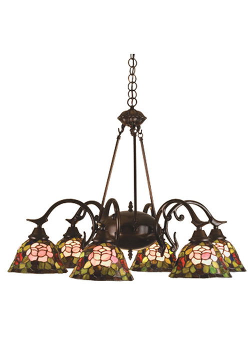 Meyda Tiffany - 27399 - Six Light Chandelier - Tiffany Rosebush - Craftsman Brown