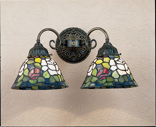 Meyda Tiffany - 26604 - Two Light Wall Sconce - Tiffany Rosebush - Mahogany Bronze