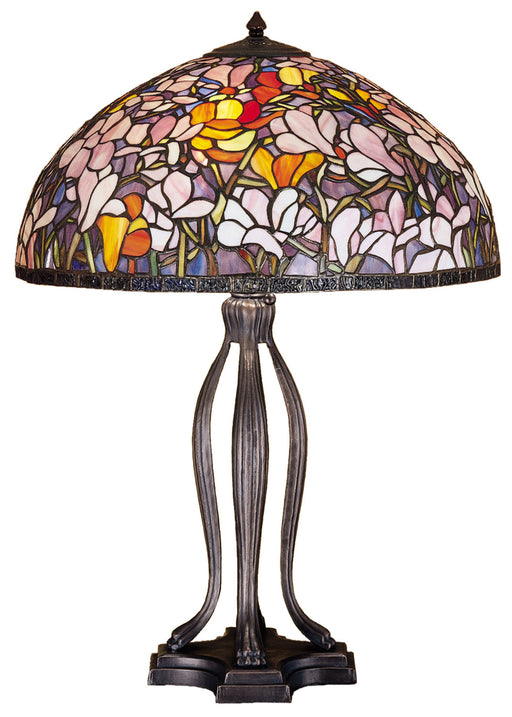 Meyda Tiffany - 31146 - Three Light Table Lamp - Tiffany Magnolia - Rust