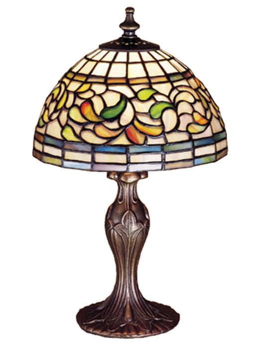 Meyda Tiffany - 30314 - One Light Table Lamp - Tiffany Turning Leaf - Antique Copper