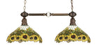Meyda Tiffany - 65825 - Two Light Island Pendant - Wild Sunflower - Antique Copper