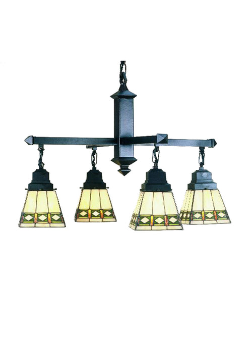 Meyda Tiffany - 48027 - Four Light Chandelier - Diamond Band Mission - Beige Green Da Avocado
