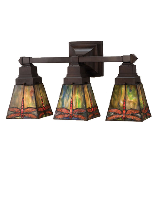 Meyda Tiffany - 48036 - Three Light Wall Sconce - Prairie Dragonfly - Antique Brass